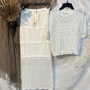 Solitaire Cream Crochet Knit Skirt